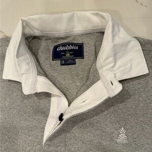 Chubbies Gray and White Varsity Polo Long Sleeve Shirt